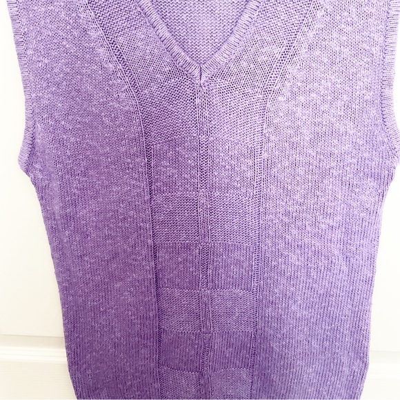 Yves Saint Laurent Linen Blend Purple Knit Vest Vintage MEDIUM - Picture 3 of 5